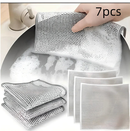 Silver silk cloth pattern steel wire cleaning cloth measuring 20x20cm for kitchen pots and bowls