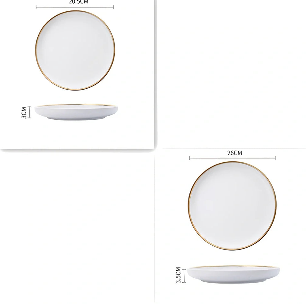White bone china dinnerware set with 45% bone meal, 7 pieces from 3.5-inch to 10-inch plates