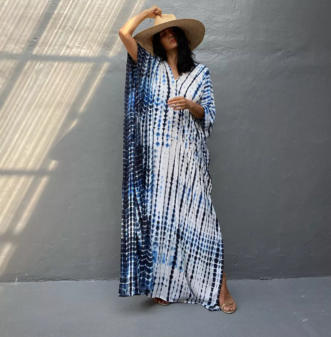 Cotton Beach Cover-up Robe Dress in various colors, perfect for beach or poolside lounging.