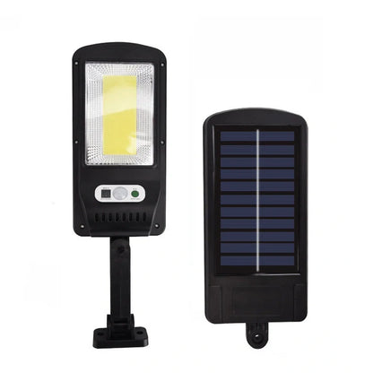 Black solar street light with infrared motion sensor, 370mm length, for outdoor garden and pathway illumination