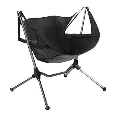 Black foldable aluminium alloy rocking chair, 83x83x65cm unfolded for outdoor balcony or camping, 2.2mm thick 25.5mm tubes