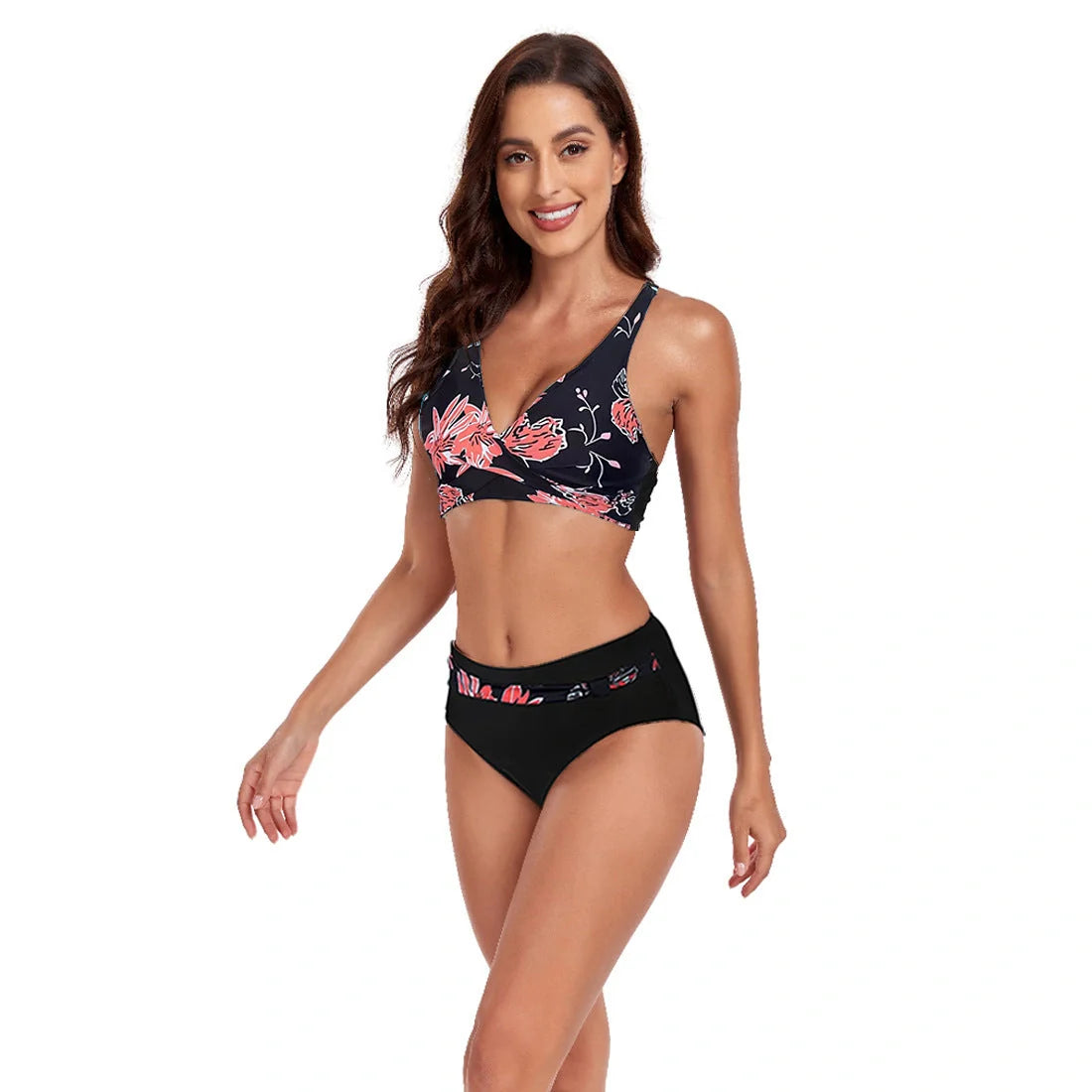 Beach Split Swimsuit Halter Bikini with unique printing pattern, available in multiple colors and sizes S-XXL