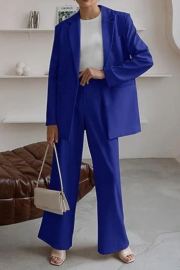 Stylish women's casual solid color suit set in various colors