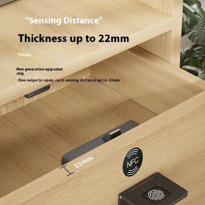 F079 punch free invisible electronic lock with removable card and key for drawers.