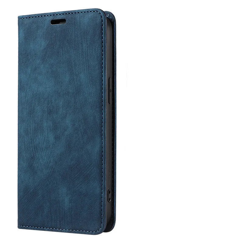 Magnetic flip phone case cover in seven colours for iPhone models with TPU and leather construction