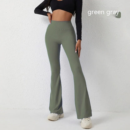 High waisted hip lift and wide leg fitness pants in various colors, perfect for workouts and casual wear.
