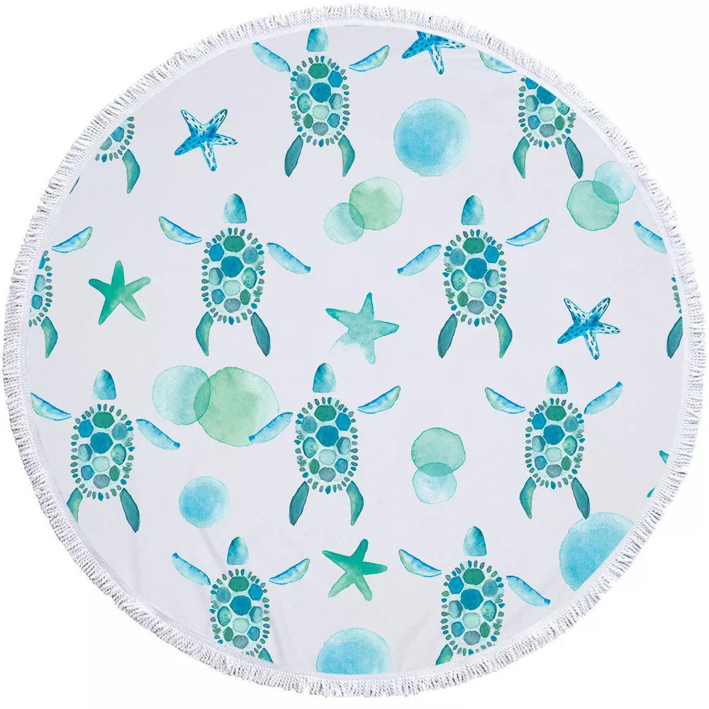 Round microfiber beach towel yoga mat in various colors, 150x150cm, perfect for outdoor activities