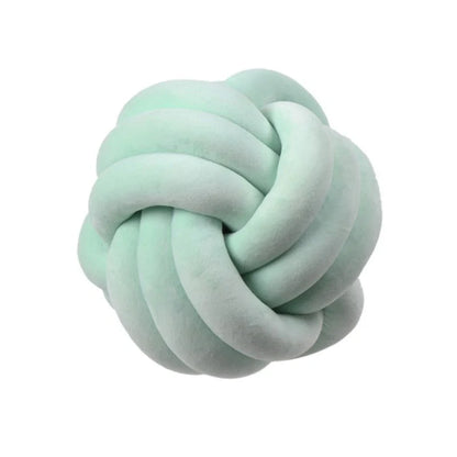 Knotted Plush Ball Design Round Throw Pillow in various colors and sizes