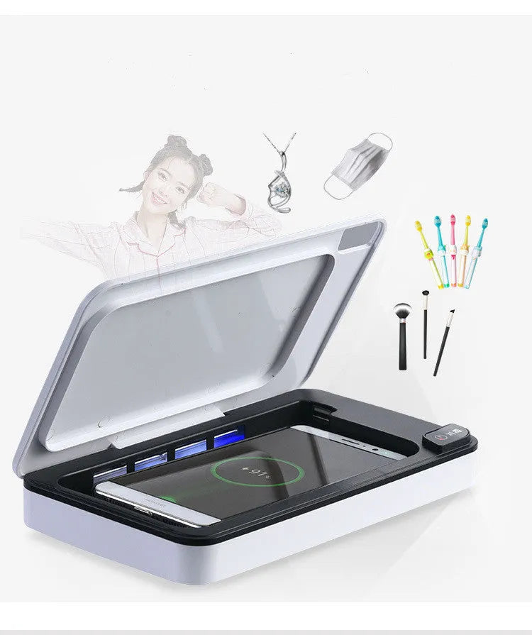 White composite filter screen ultraviolet sterilization mobile phone wireless charger with remote control for home use in areas over 61 square metres, multifunctional device with AC power supply and 50Hz rated frequency