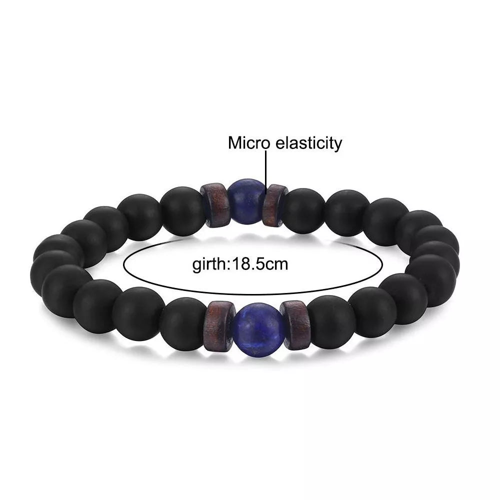 Asgard Crafted Lava Stone Bracelet - Black Alloy Ball Design