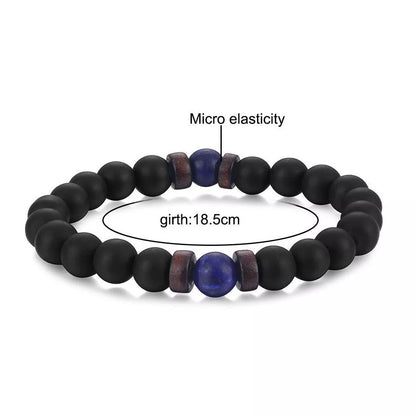 Asgard Crafted Lava Stone Bracelet - Black Alloy Ball Design