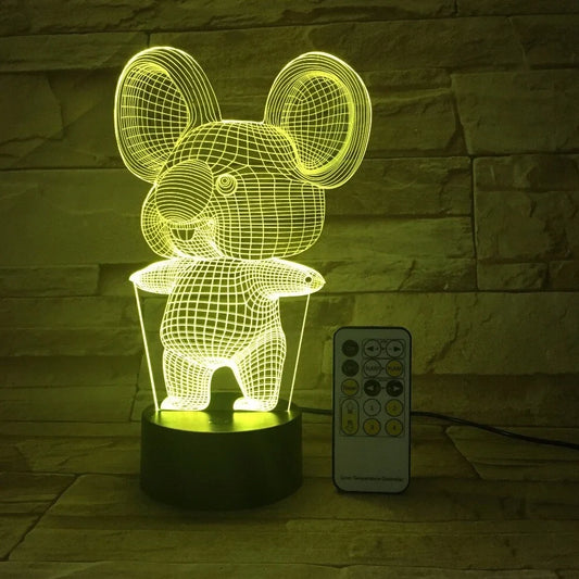 Koala night light with seven colour options and compact 87x87x42mm base