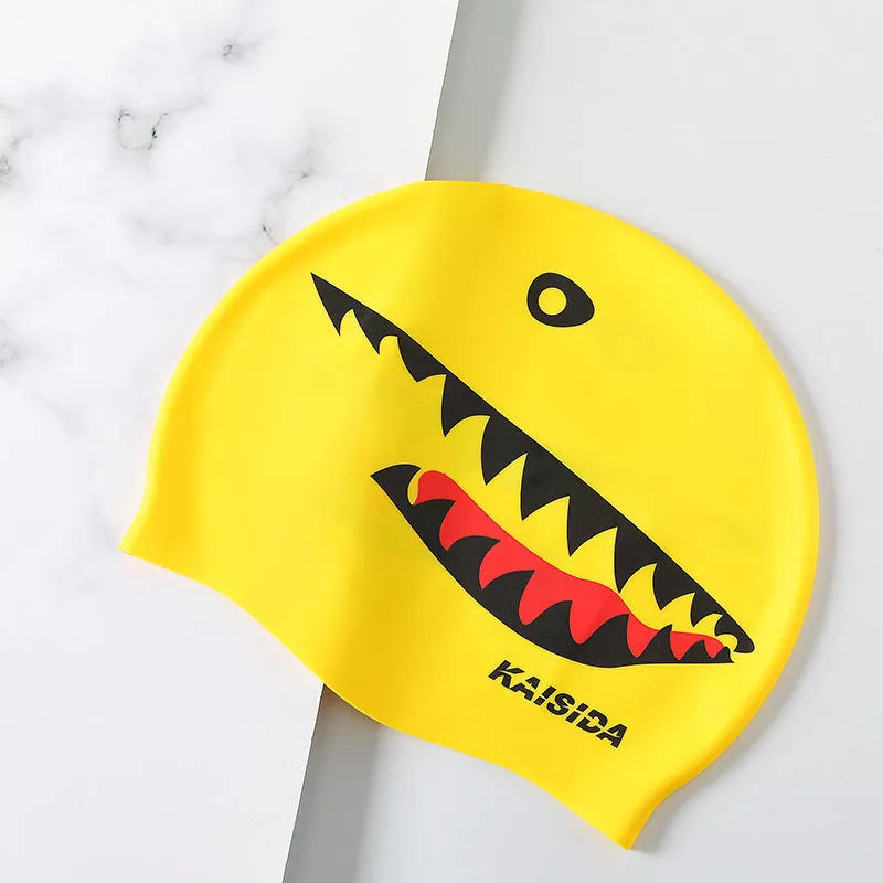 Printed silicone swimming cap in various colors for unisex swimmers