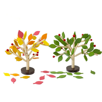 DIY Wooden Leaf Tree Building Blocks for children's sensory development