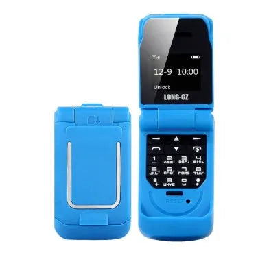 Mini flip mobile phone in six colour options with flip cover closed