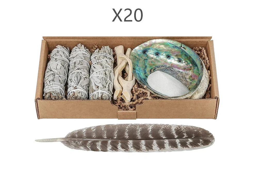 18cm white sage pure leaf bundle, 70g weight, for 2-hour space purification and crystal cleansing