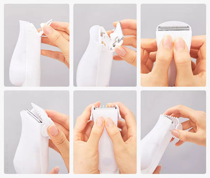 Automatic vacuum hair trimmer for babies with USB charging, blue and white options