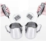 Silver handheld milk frother with 19000RPM speed for quick and efficient frothing