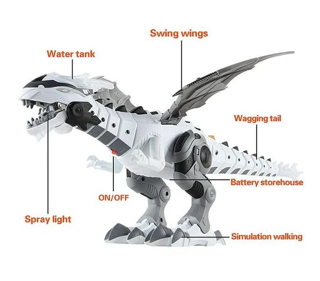 Intelligent Robot Toy Dinosaur with water spray feature in green and white colors