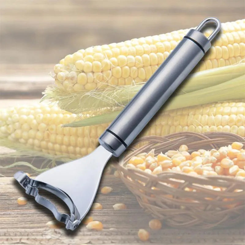 Stainless steel corn planer for household kitchen with ergonomic handle, a versatile tool measuring 18cm long by 6.5cm wide for efficient corn kernel removal and preparation tasks.