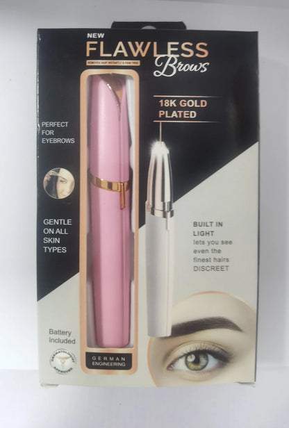 Mini electric eyebrow trimmer with LED light and gold plated head