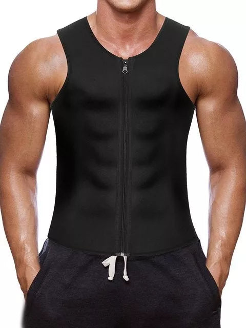 Black chlorinated fiber fitness vest with zipper closure for workouts