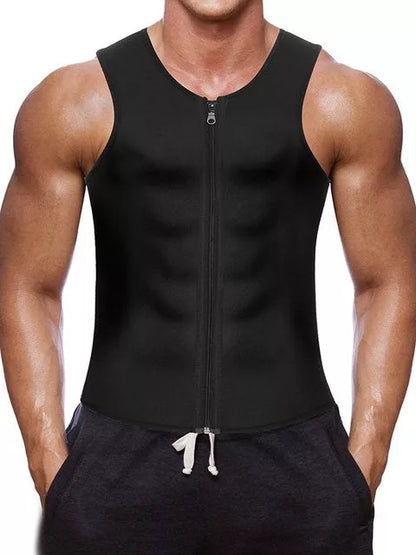 Black chlorinated fiber fitness vest with zipper closure for workouts