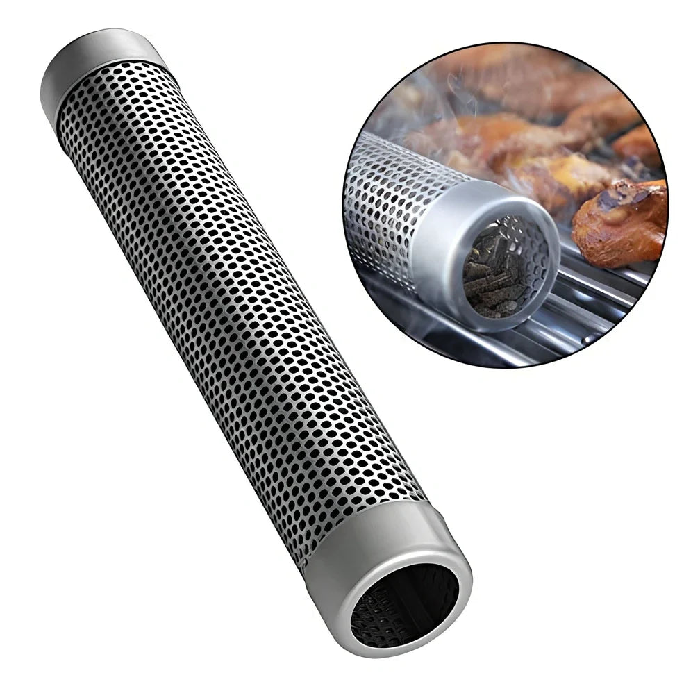 Round stainless steel barbecue smoke absorber attachments, 6 inch and 12 inch diameters, polished food grade for grill smoke control