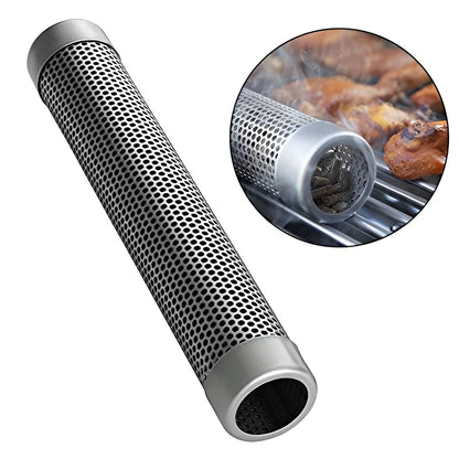 Round stainless steel barbecue smoke absorber attachments, 6 inch and 12 inch diameters, polished food grade for grill smoke control