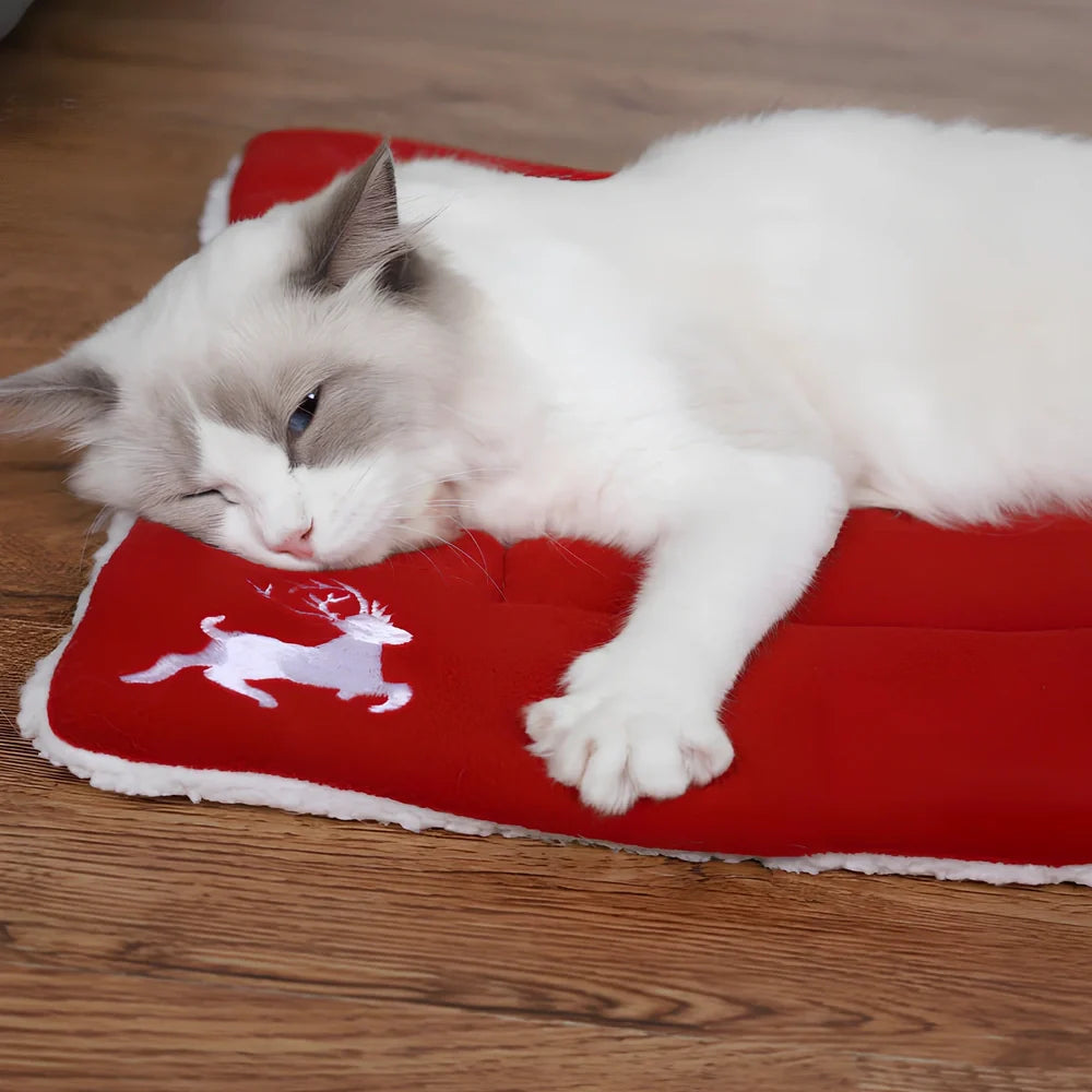 Red Christmas pet mat with super soft cloth material for dogs and cats in four sizes