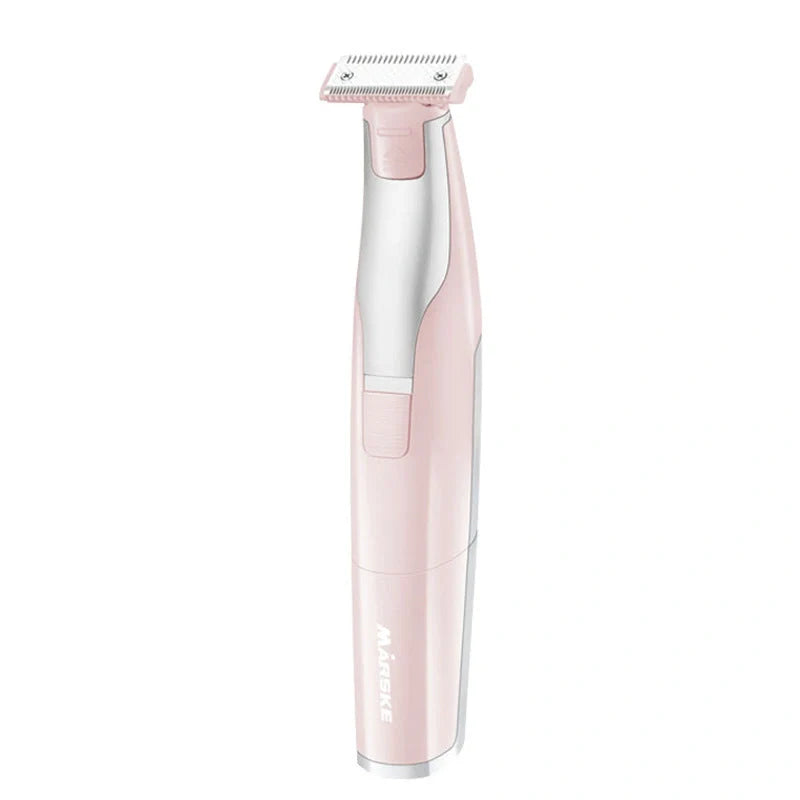 Portable hair shaver for women and men in pink and green with X3 limit comb