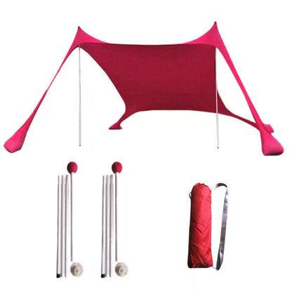 Beach sun shade arbor with iron struts, perfect for outdoor activities