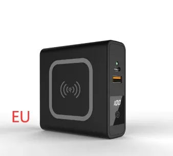 Super QI Wireless Charging Treasure PD20W Fast Power Bank showing integrated plug design and wireless charging surface