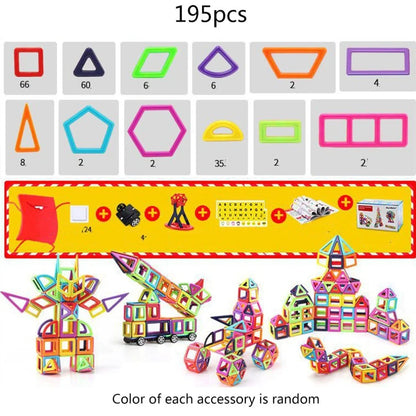 Magnetic building blocks in multiple colours arranged in geometric construction