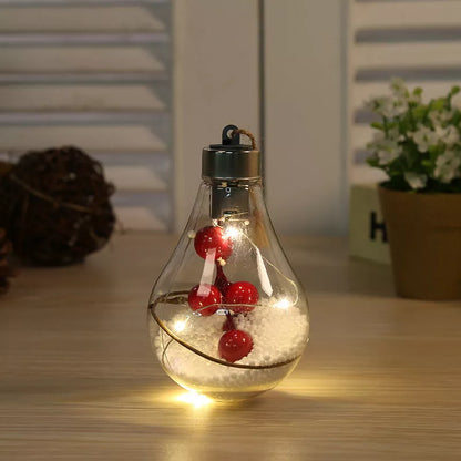 Transparent Christmas bulb ornament with bright colors, 7x7x11cm