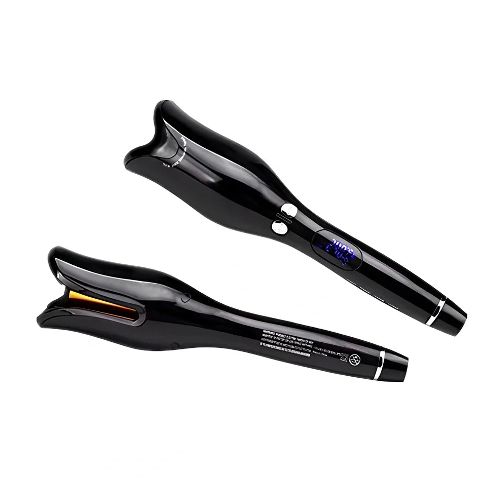 Anti-scald automatic curling iron with gold ceramic barrel and digital temperature display