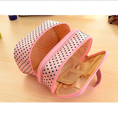 Double-layer cosmetic bag with multicoloured wavelet dots measuring 20.5cm long