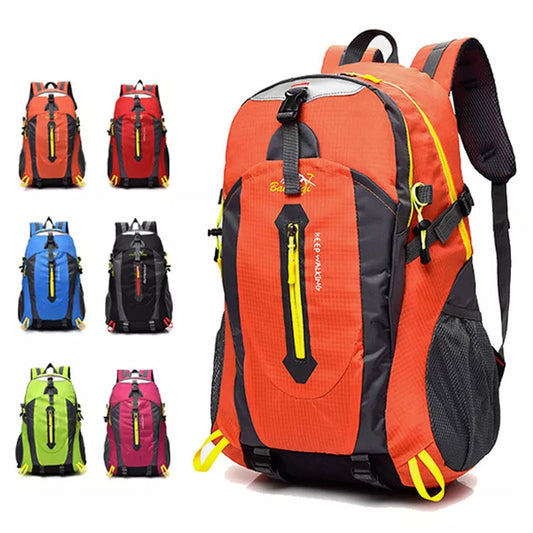 Large-capacity nylon outdoor backpack in multiple colors for mountaineering and travel