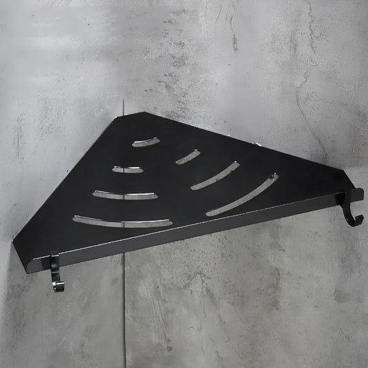 Black space aluminium triangle floating bathroom shelf, 30cm wide single or double layer wall mount for storage