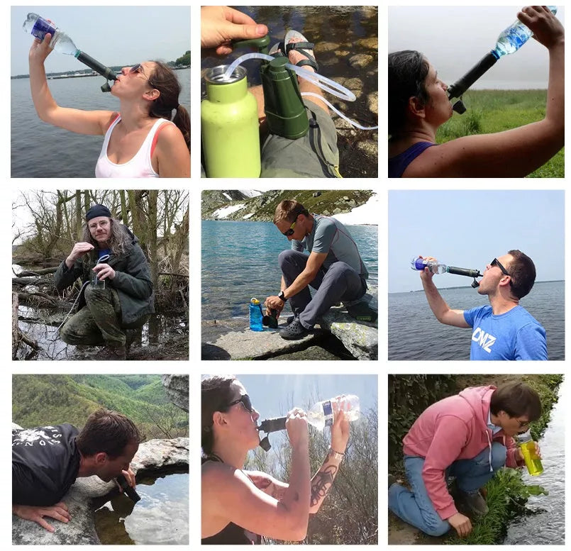 Outdoor water purifier straw with medical-grade filtration for safe drinking water