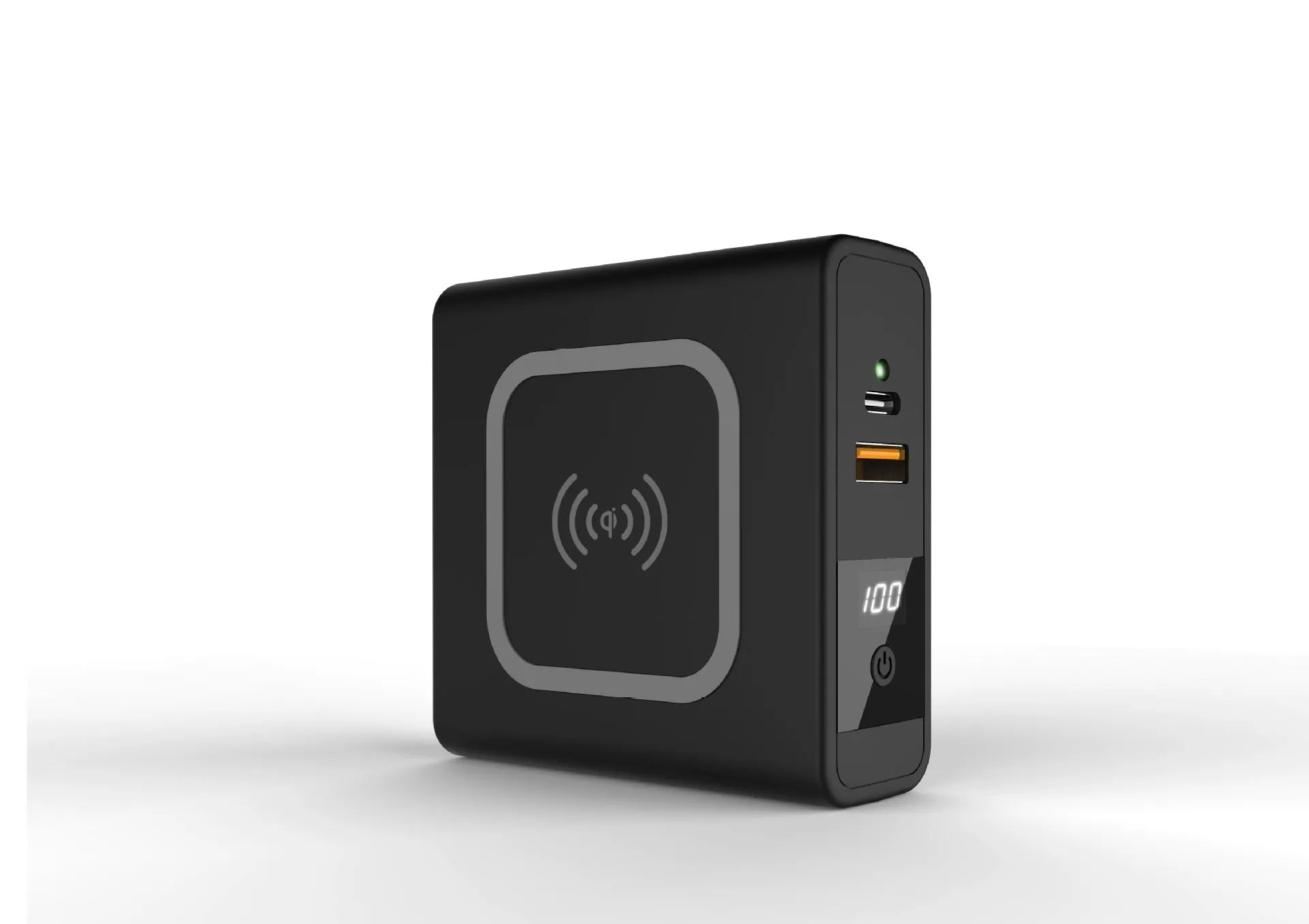 Super QI Wireless Charging Treasure PD20W Fast Power Bank showing integrated plug design and wireless charging surface