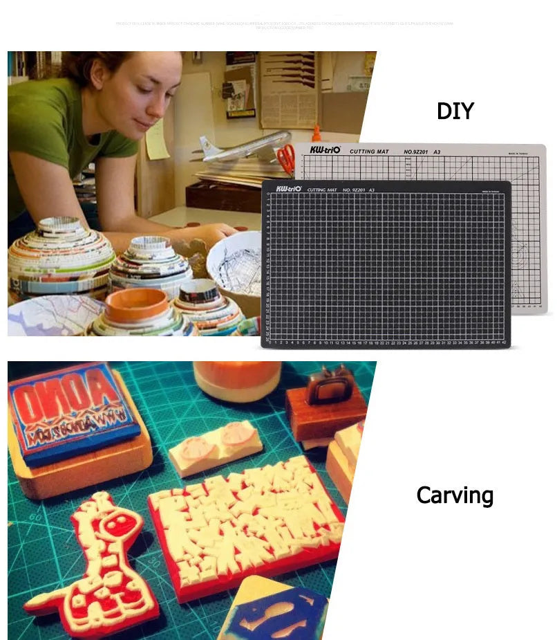 A3 self-healing cutting mat with centimetre grid in black, green, or grey colours