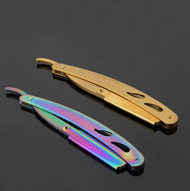 Premium stainless steel straight razor with sharp blades for a smooth, comfortable shave