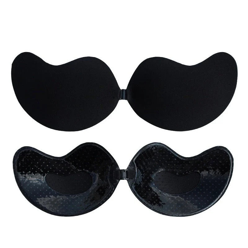 A discreet, backless and strapless silicone bra that provides a natural lift and invisible support under clothing.