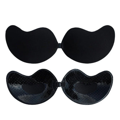 A discreet, backless and strapless silicone bra that provides a natural lift and invisible support under clothing.