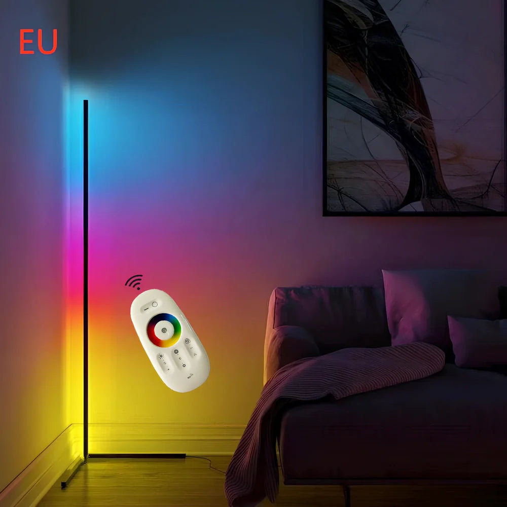 Corner floor lamp with aluminium alloy shade measuring 140cm height and 40cm diameter