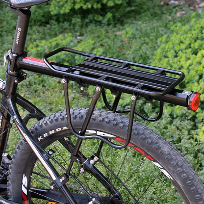 Black aluminium alloy bicycle quick release rear rack shelf for 20 to 29 inch bikes with adjustable height and length