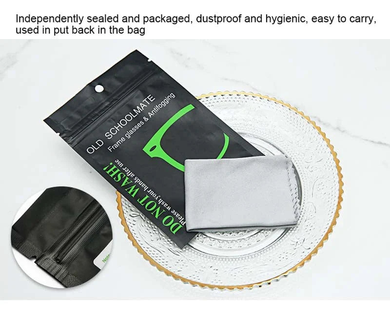 Anti-fog glasses cloth, 15x15cm, black, for clear, scratch-free lens cleaning