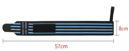 Adjustable nylon weightlifting wristband in red, orange, blue, and yellow