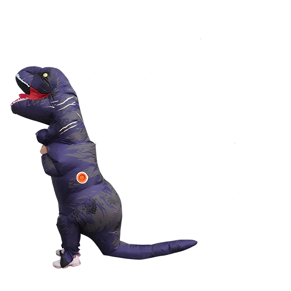 Jurassic World inflatable T-Rex costume standing 2.2m tall with battery fan and complete accessory set